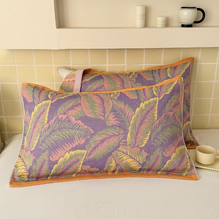 朴尔家纺-毛巾被 2026新款彩棉云柔全棉纯棉三层纱布枕巾 悦夏