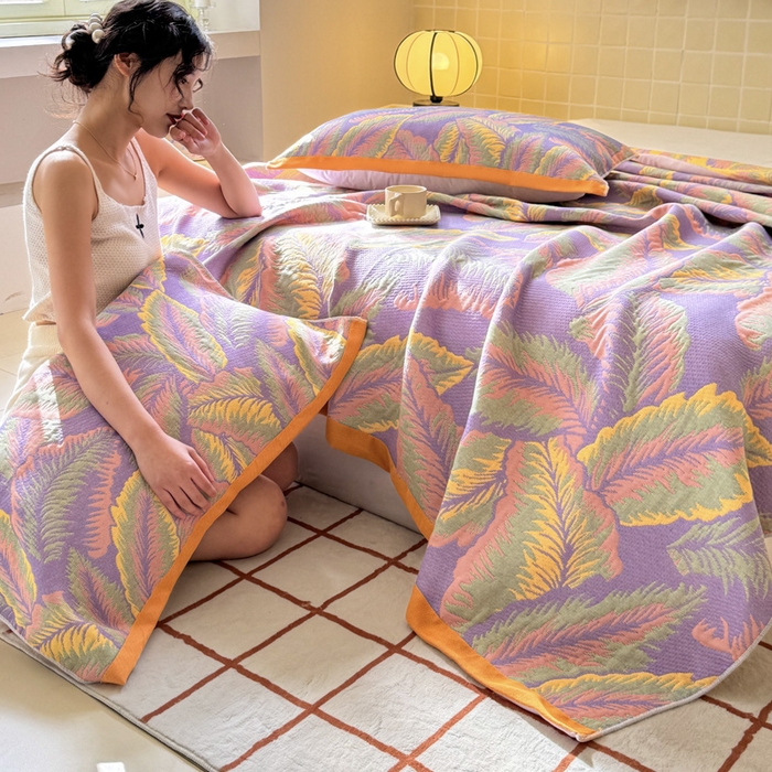 91家纺网 家纺一手货源 找家纺 朴尔家纺-毛巾被 2026新款彩棉云柔全棉纯棉三层纱布枕巾 悦夏