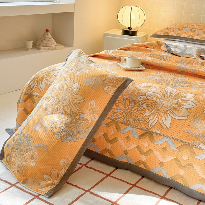 91家纺网 家纺一手货源 找家纺 朴尔家纺-毛巾被 2026新款彩棉云柔全棉纯棉三层纱布枕巾 满庭芳华