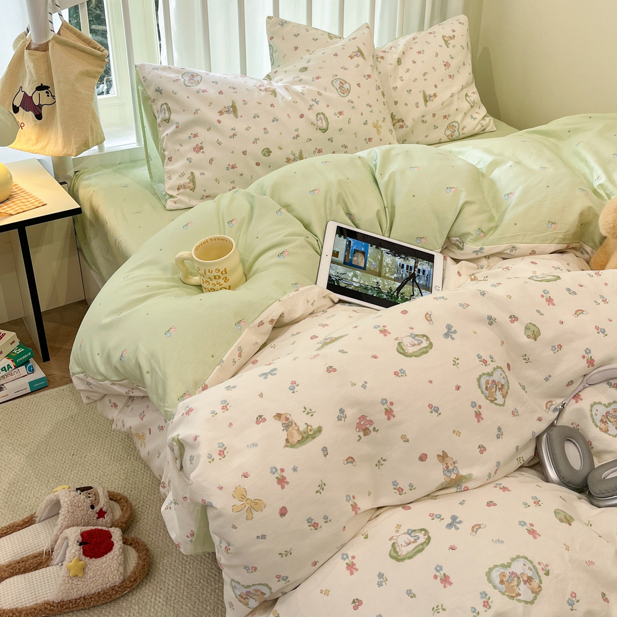 91家纺网 家纺一手货源 找家纺 （总）盛馨家纺 2026年开学季春夏新品小清新全棉学生三件套四件套床笠四件套跑量款