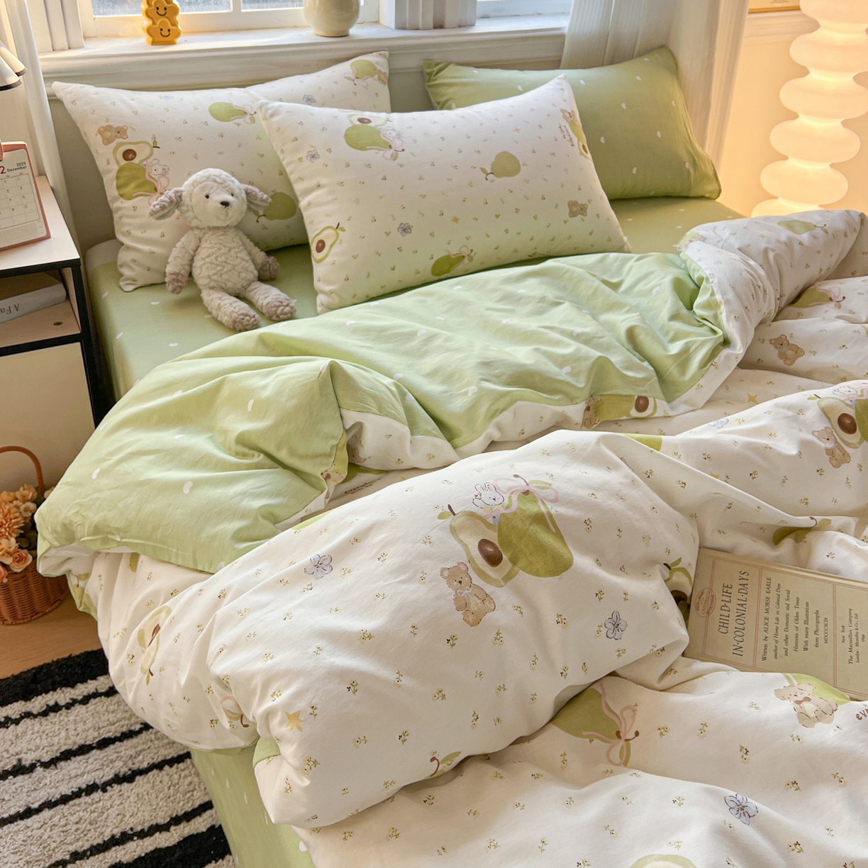 91家纺网 家纺一手货源 找家纺 （总）盛馨家纺 2026年开学季春夏新品小清新全棉学生三件套四件套床笠四件套跑量款