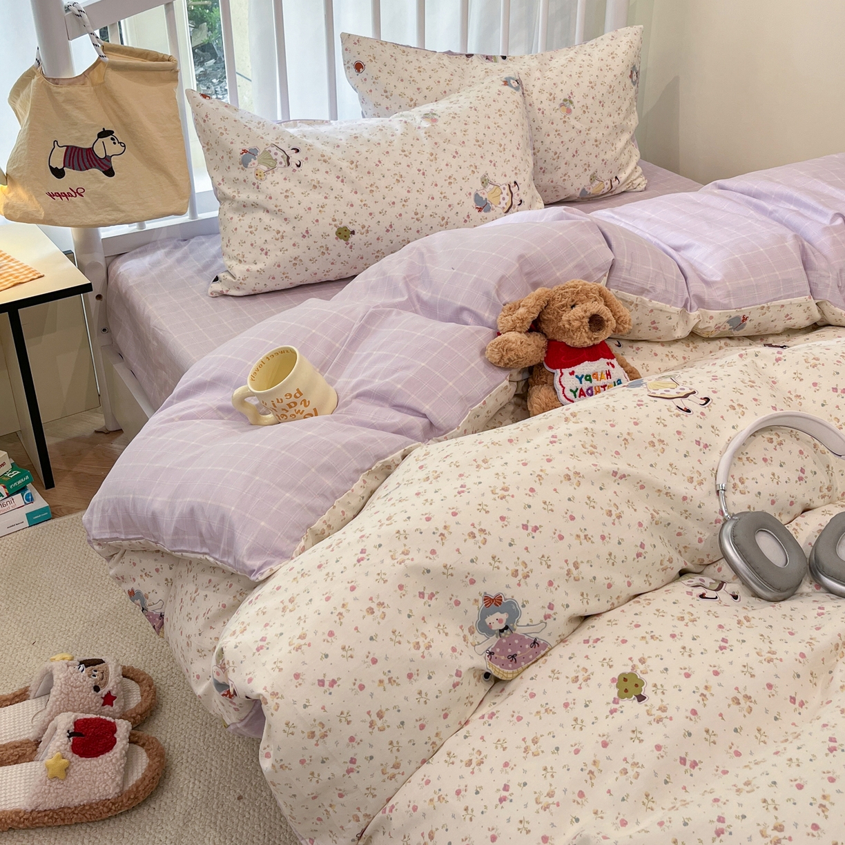 91家纺网 家纺一手货源 找家纺 （总）盛馨家纺 2026年开学季春夏新品小清新全棉学生三件套四件套床笠四件套跑量款