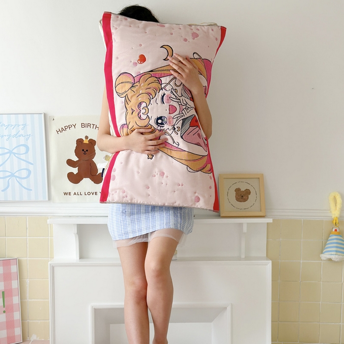 91家纺网 家纺一手货源 找家纺 朴尔家纺-毛巾被 2026新款多彩八层全棉纯棉加厚纱布枕巾 元气少女-粉