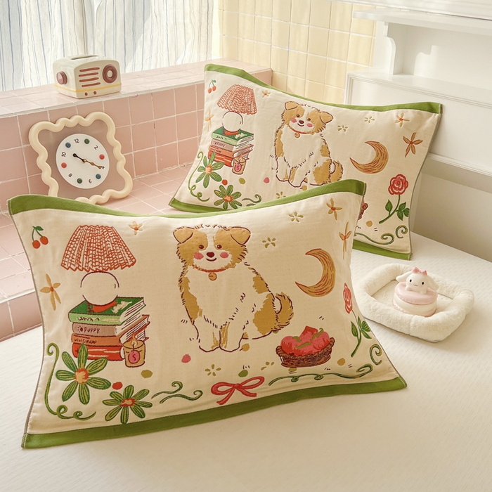 91家纺网 家纺一手货源 找家纺 朴尔家纺-毛巾被 2026新款多彩八层全棉纯棉加厚纱布枕巾 缤纷派对