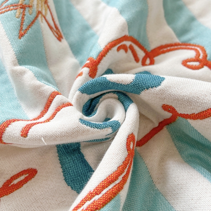 91家纺网 家纺一手货源 找家纺 朴尔家纺-毛巾被 2026新款多彩八层全棉纯棉加厚纱布枕巾 彩色蓝条纹