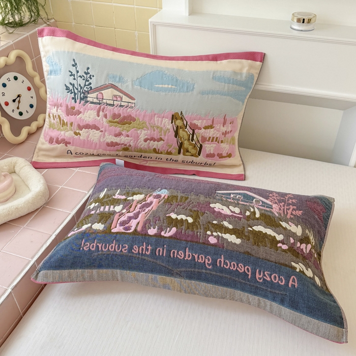 91家纺网 家纺一手货源 找家纺 朴尔家纺-毛巾被 2026新款多彩八层全棉纯棉加厚纱布枕巾 粉黛花园