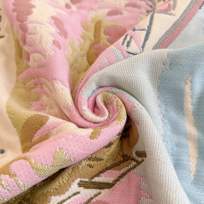 91家纺网 家纺一手货源 找家纺 朴尔家纺-毛巾被 2026新款多彩八层全棉纯棉加厚纱布枕巾 粉黛花园