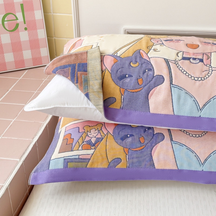 91家纺网 家纺一手货源 找家纺 朴尔家纺-毛巾被 2026新款多彩八层全棉纯棉加厚纱布枕巾 活力少女