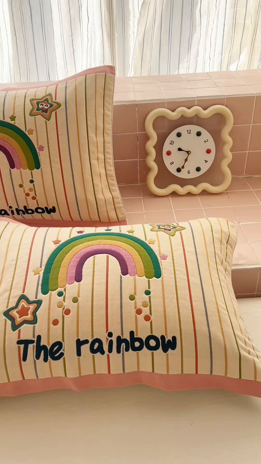 91家纺网 家纺一手货源 找家纺 朴尔家纺-毛巾被 2026新款多彩八层全棉纯棉加厚纱布枕巾 彩虹糖果