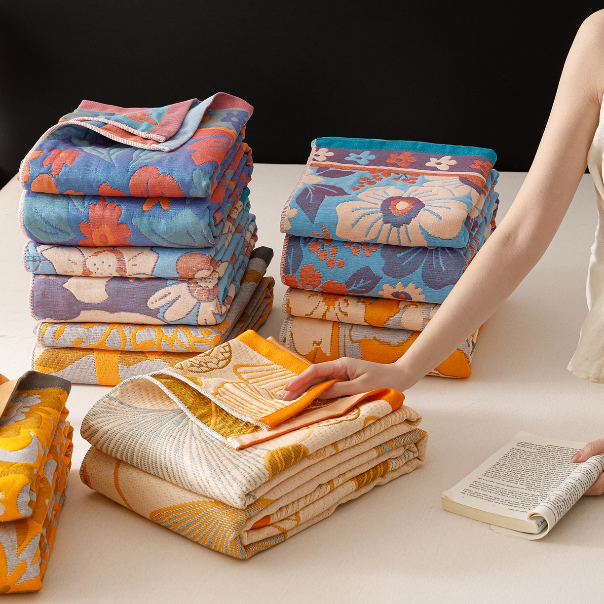 91家纺网 家纺一手货源 找家纺 （总）朴尔家纺-毛巾被 2026新款彩棉云柔棉三层纱布毛巾被