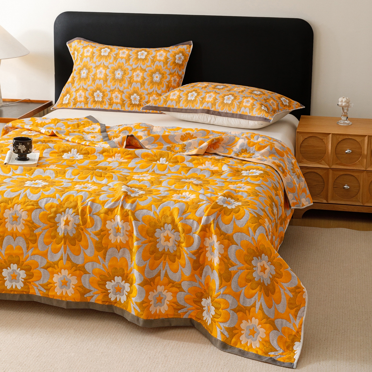 91家纺网 家纺一手货源 找家纺 朴尔家纺-毛巾被 2026新款彩棉云柔棉三层纱布毛巾被 绚烂繁花