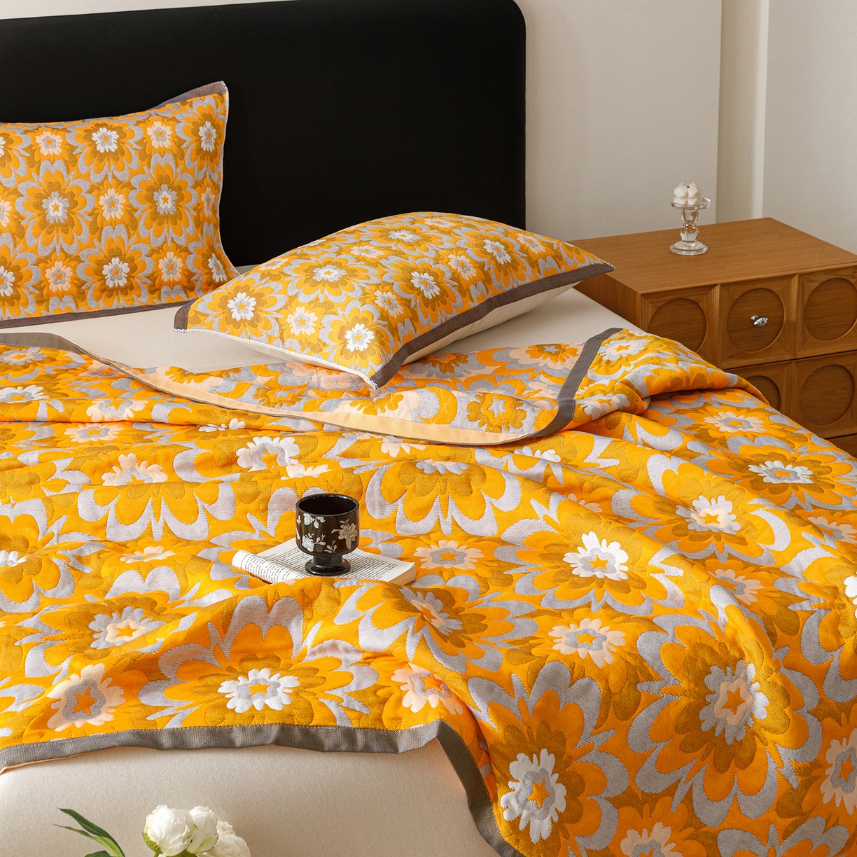 91家纺网 家纺一手货源 找家纺 朴尔家纺-毛巾被 2026新款彩棉云柔棉三层纱布毛巾被 绚烂繁花