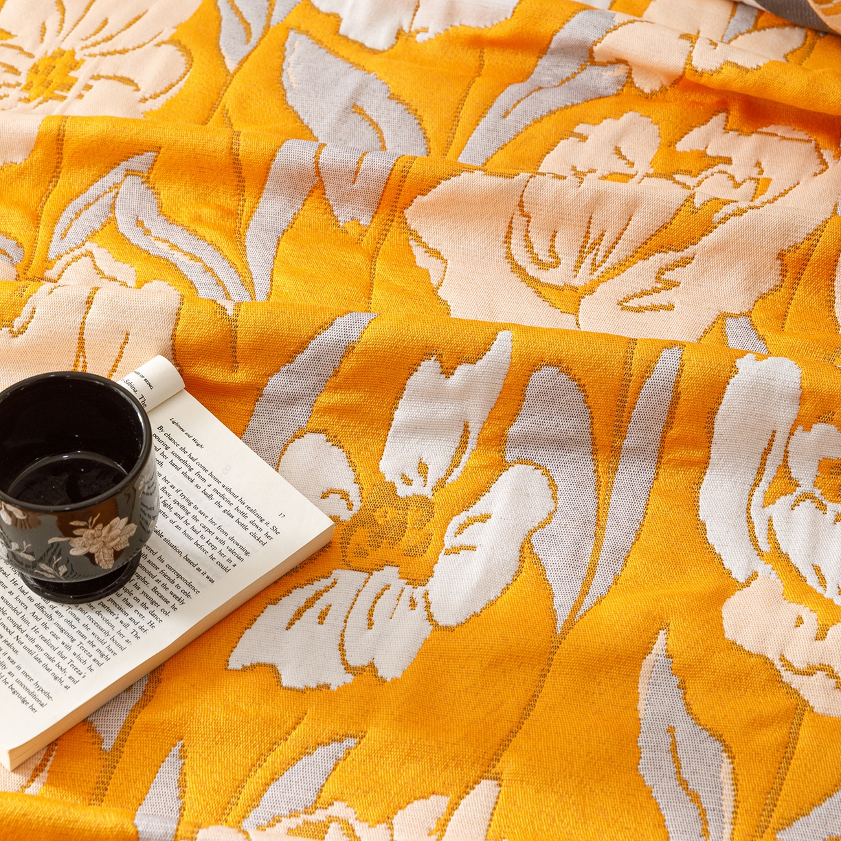 91家纺网 家纺一手货源 找家纺 朴尔家纺-毛巾被 2026新款彩棉云柔棉三层纱布毛巾被 郁金香来