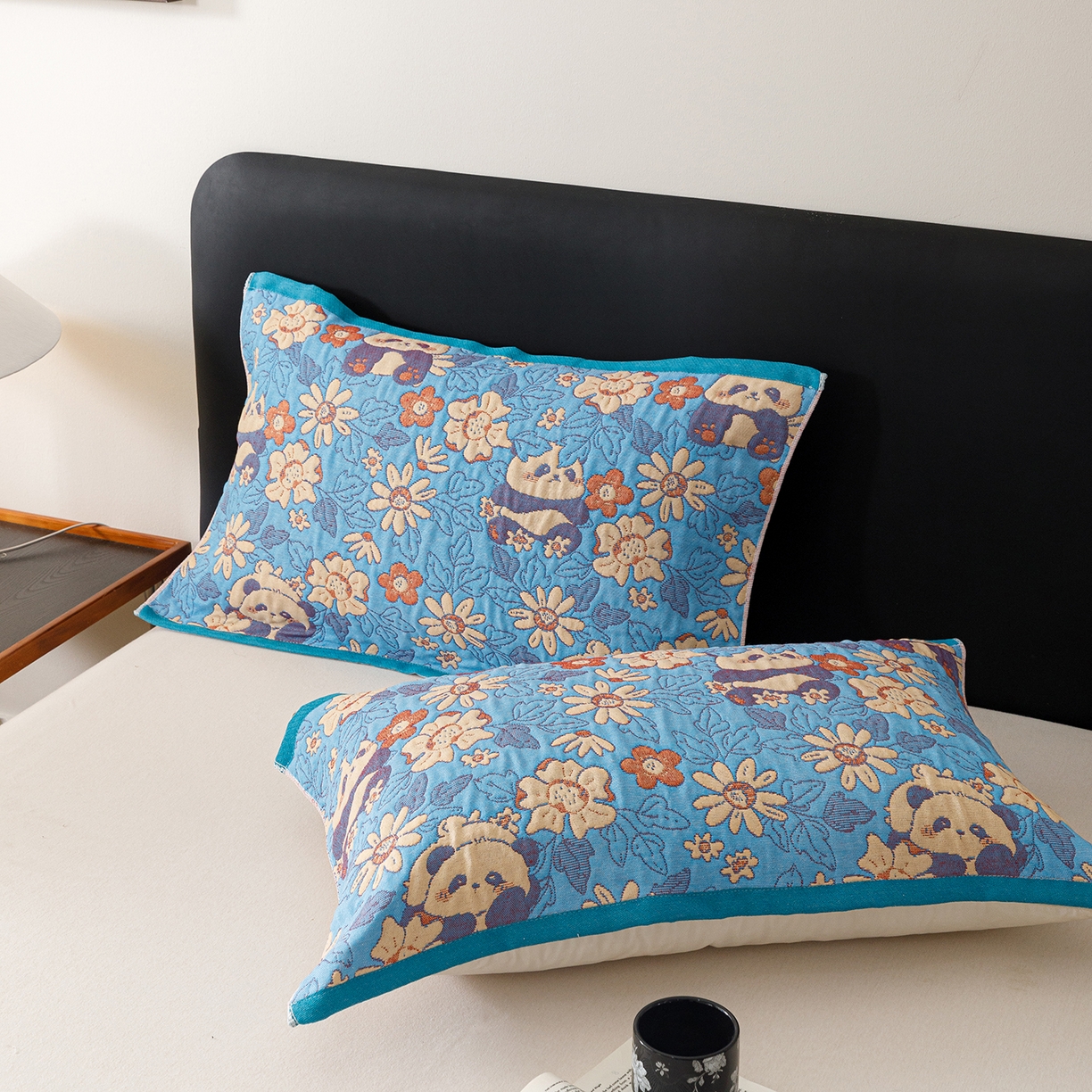 91家纺网 家纺一手货源 找家纺 朴尔家纺-毛巾被 2026新款彩棉云柔棉三层纱布毛巾被 熊猫派对