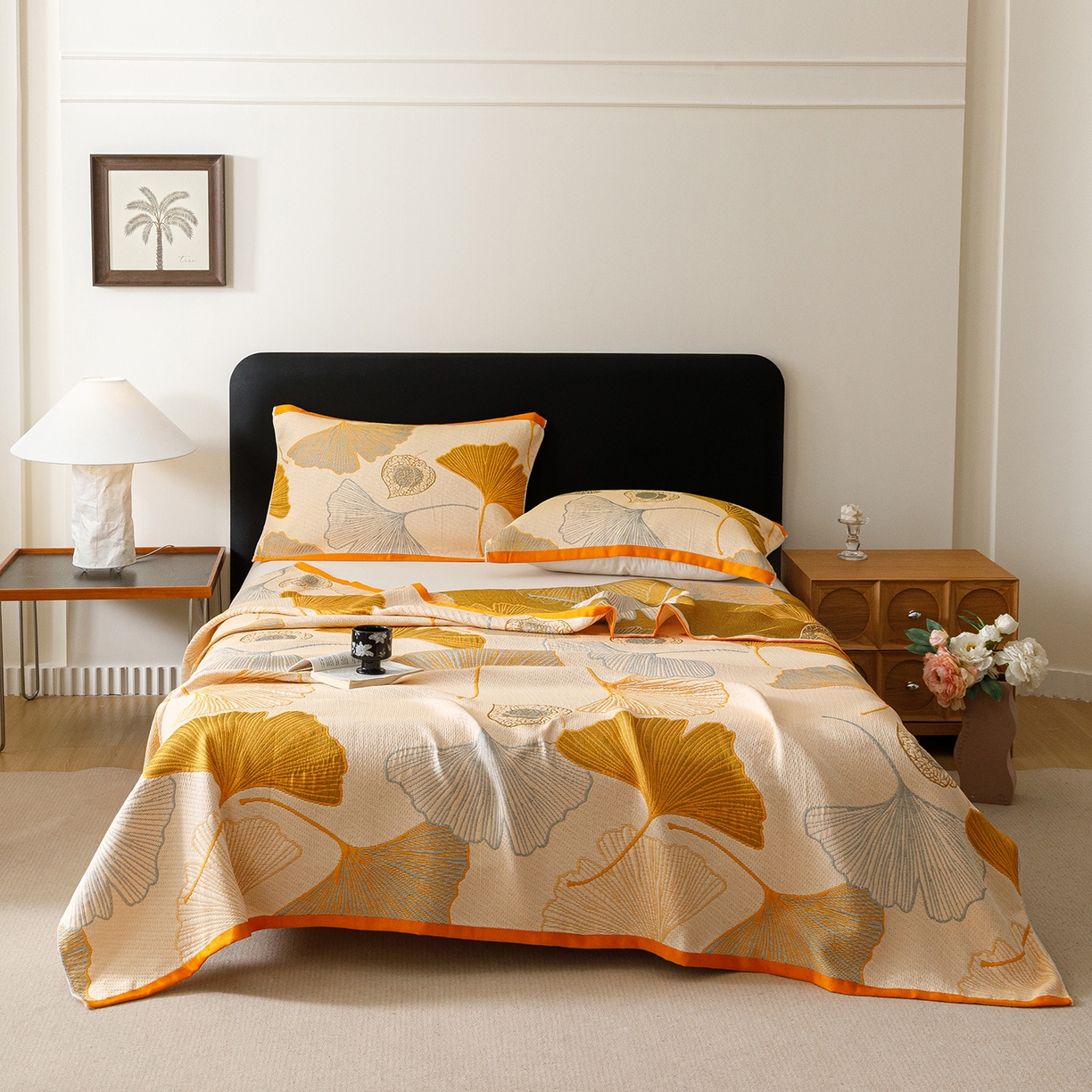 91家纺网 家纺一手货源 找家纺 朴尔家纺-毛巾被 2026新款彩棉云柔棉三层纱布毛巾被 银杏知秋