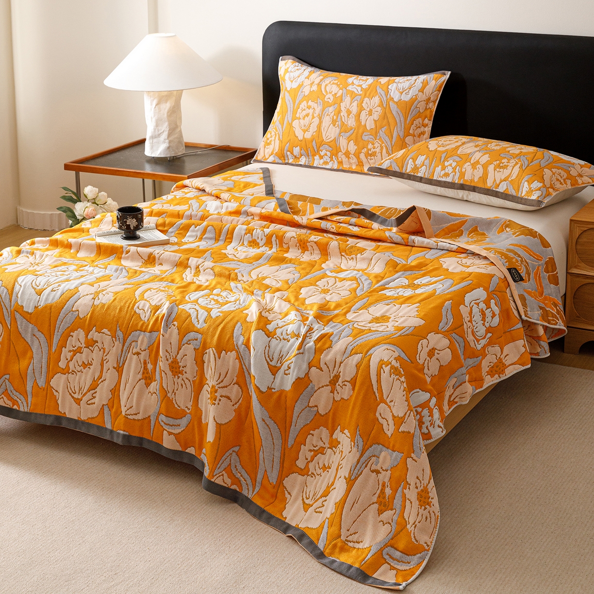 91家纺网 家纺一手货源 找家纺 朴尔家纺-毛巾被 2026新款彩棉云柔棉三层纱布毛巾被 郁金香来