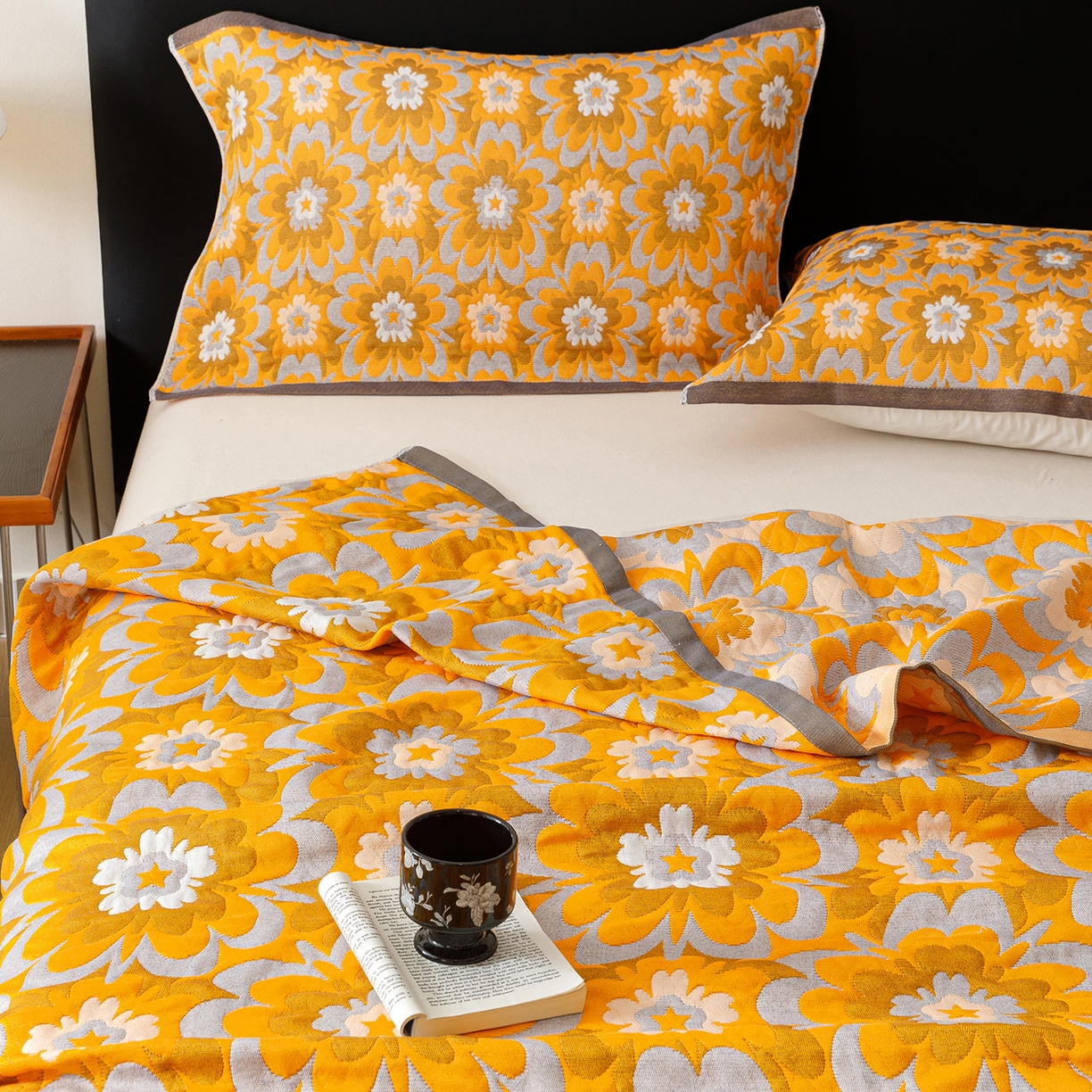 91家纺网 家纺一手货源 找家纺 朴尔家纺-毛巾被 2026新款彩棉云柔棉三层纱布毛巾被 绚烂繁花