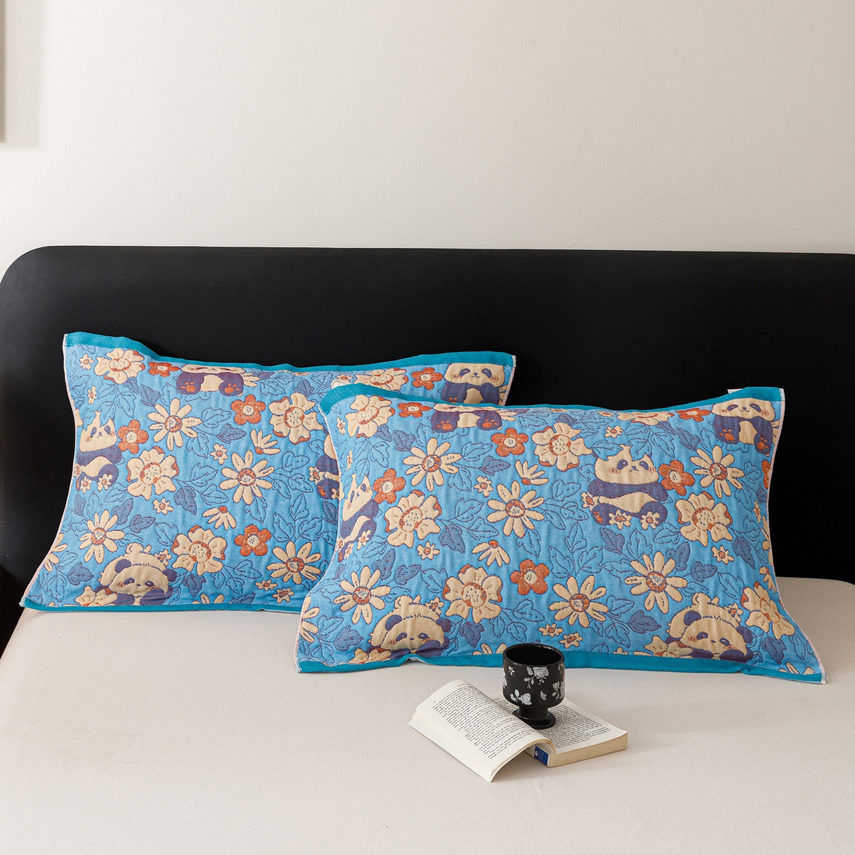 91家纺网 家纺一手货源 找家纺 朴尔家纺-毛巾被 2026新款彩棉云柔棉三层纱布毛巾被 熊猫派对