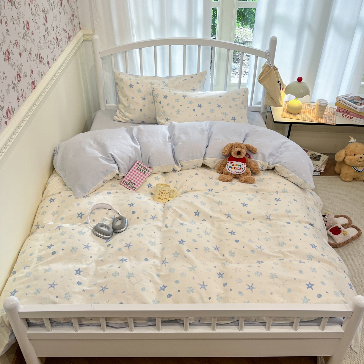 91家纺网 家纺一手货源 找家纺 盛馨家纺 2026年开学季春夏新品小清新全棉学生三件套四件套床笠四件套跑量款 海底世界