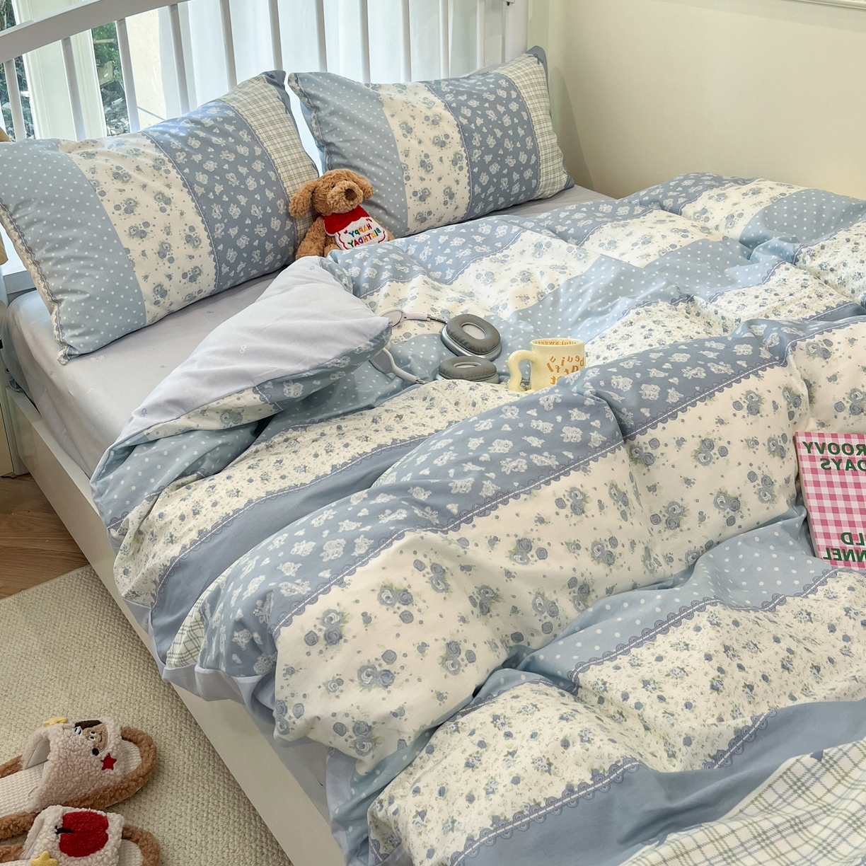 91家纺网 家纺一手货源 找家纺 盛馨家纺 2026年开学季春夏新品小清新全棉学生三件套四件套床笠四件套跑量款 蝴蝶兰