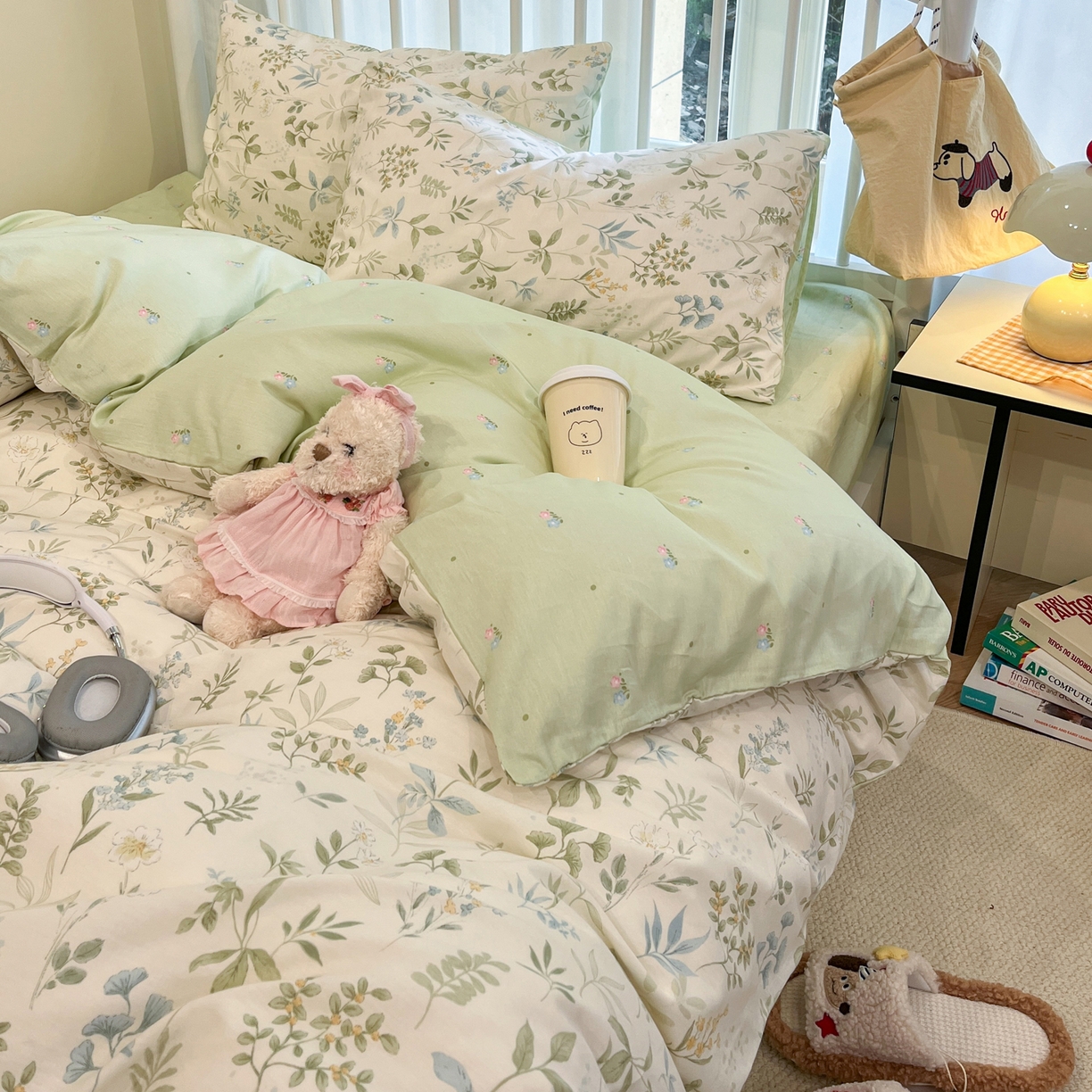 91家纺网 家纺一手货源 找家纺 盛馨家纺 2026年开学季春夏新品小清新全棉学生三件套四件套床笠四件套跑量款 花草之家