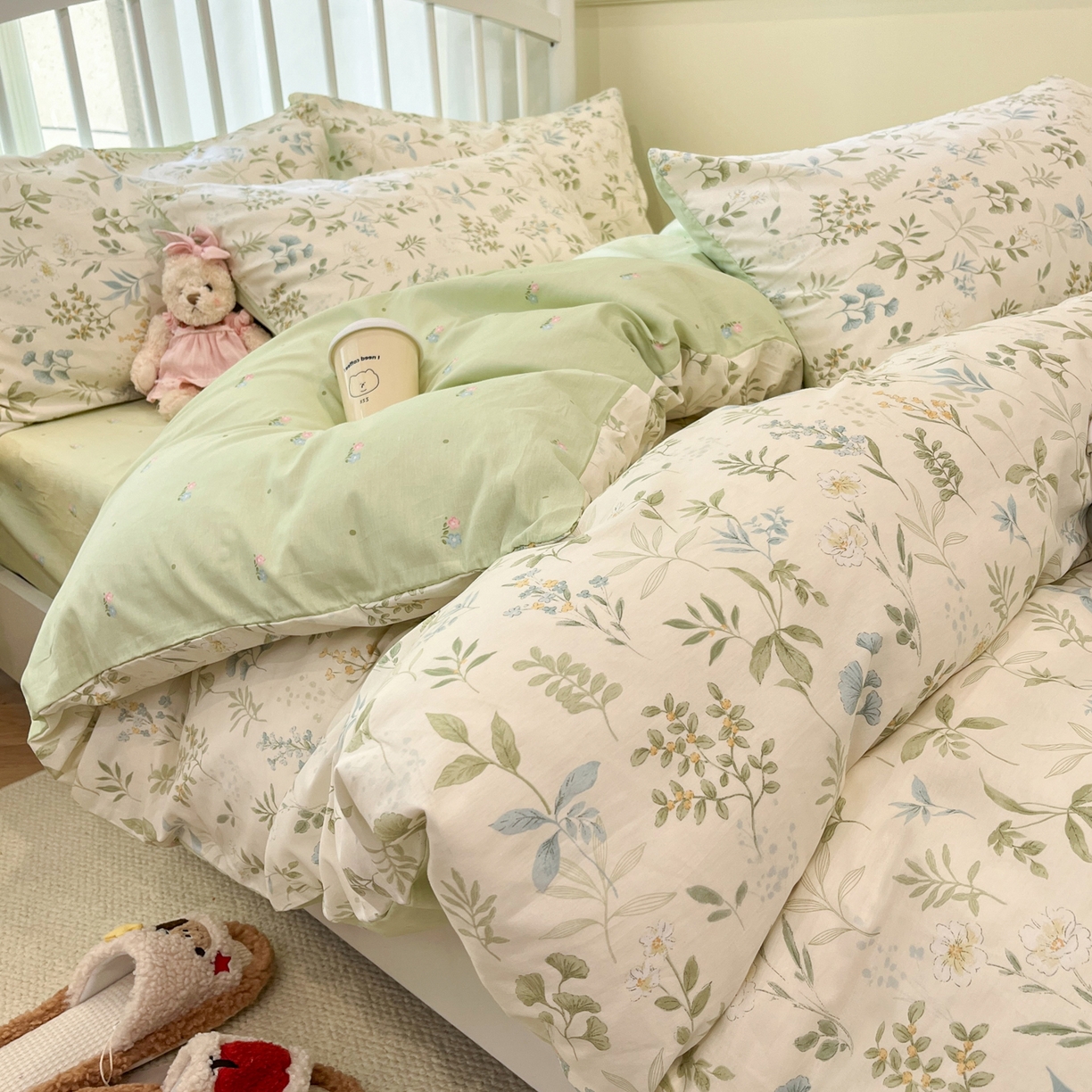 91家纺网 家纺一手货源 找家纺 盛馨家纺 2026年开学季春夏新品小清新全棉学生三件套四件套床笠四件套跑量款 花草之家