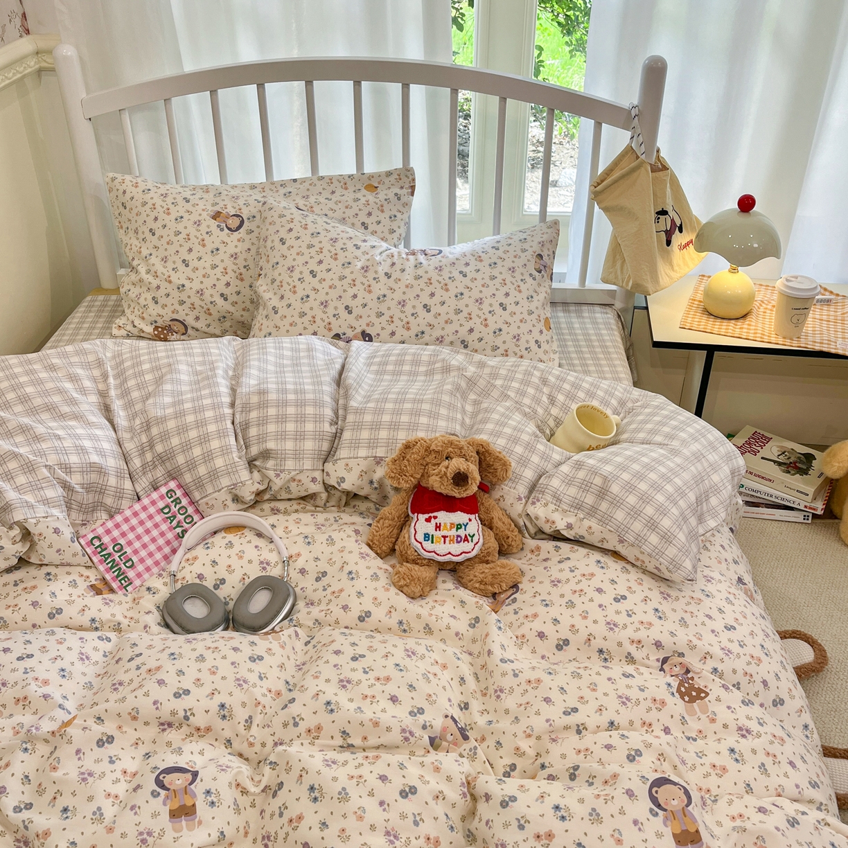 91家纺网 家纺一手货源 找家纺 盛馨家纺 2026年开学季春夏新品小清新全棉学生三件套四件套床笠四件套跑量款 南瓜小熊