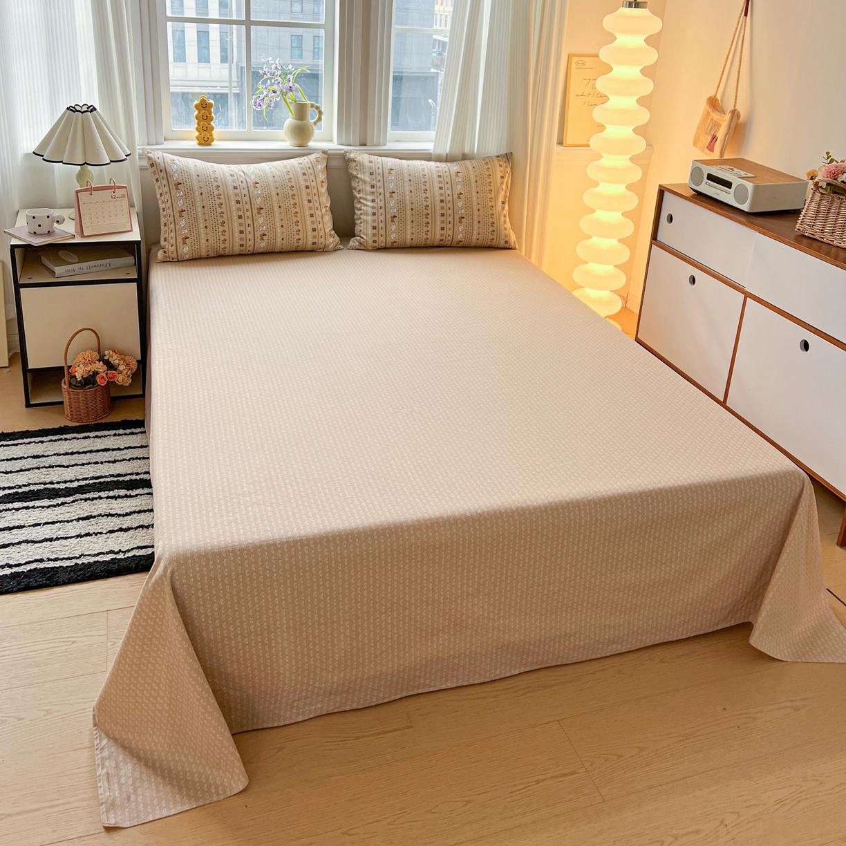 91家纺网 家纺一手货源 找家纺 盛馨家纺 2026年开学季春夏新品小清新全棉学生三件套四件套床笠四件套跑量款 尼诺