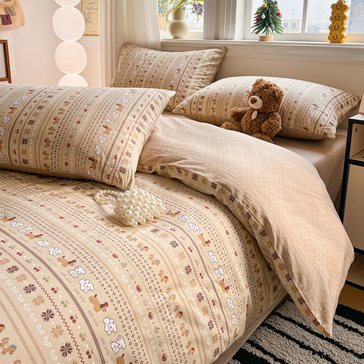 91家纺网 家纺一手货源 找家纺 盛馨家纺 2026年开学季春夏新品小清新全棉学生三件套四件套床笠四件套跑量款 尼诺