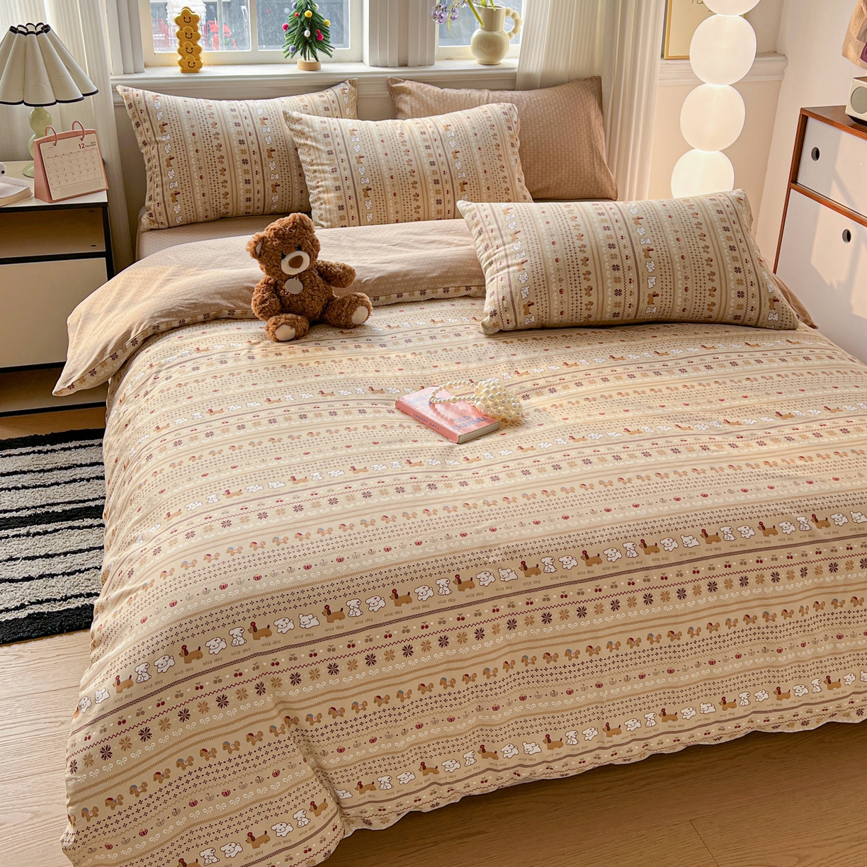 91家纺网 家纺一手货源 找家纺 盛馨家纺 2026年开学季春夏新品小清新全棉学生三件套四件套床笠四件套跑量款 尼诺