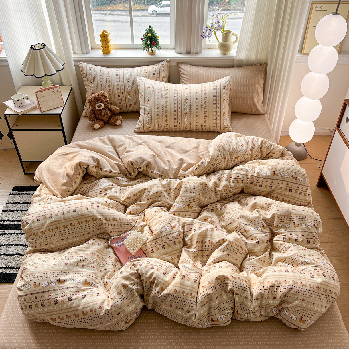 91家纺网 家纺一手货源 找家纺 盛馨家纺 2026年开学季春夏新品小清新全棉学生三件套四件套床笠四件套跑量款 尼诺