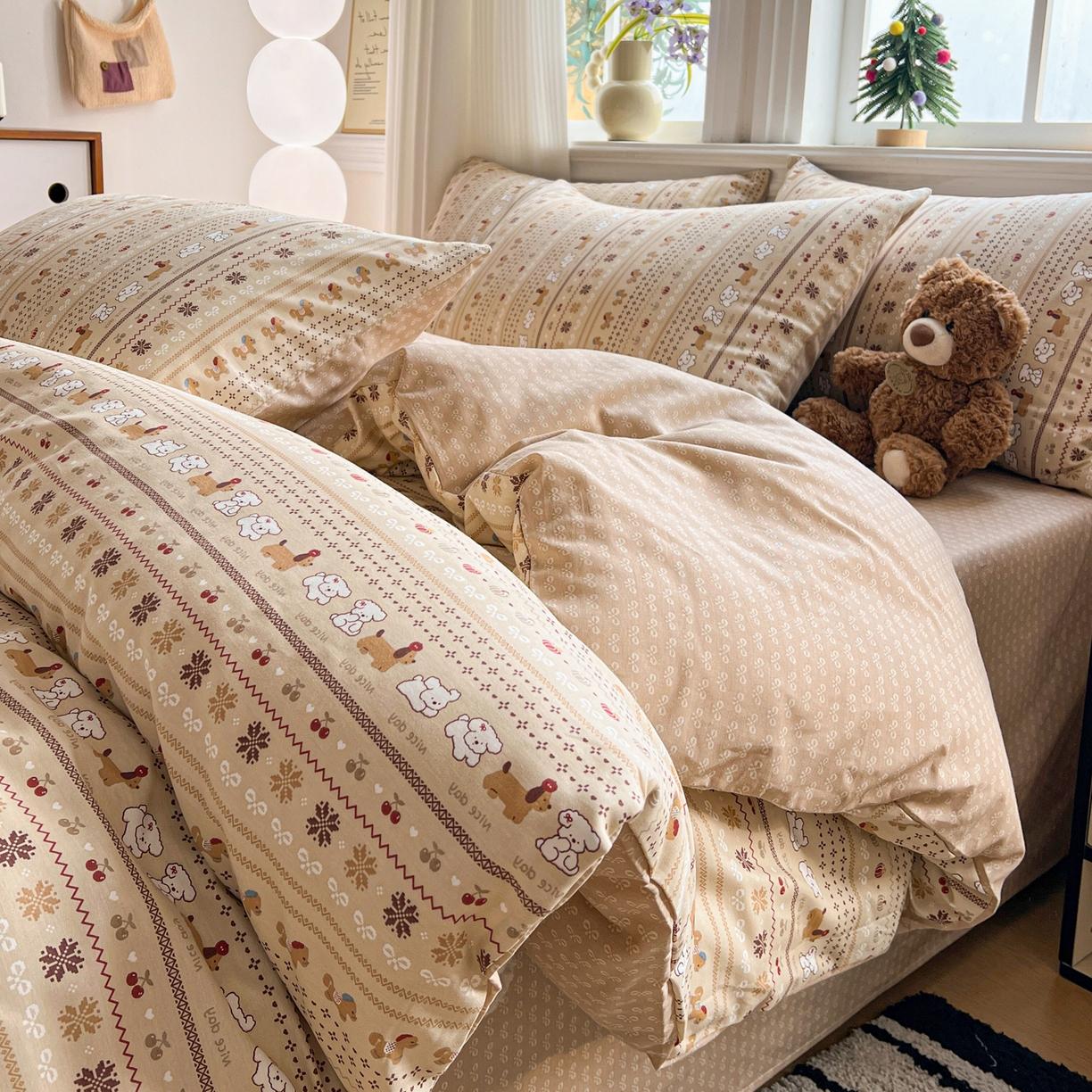 91家纺网 家纺一手货源 找家纺 盛馨家纺 2026年开学季春夏新品小清新全棉学生三件套四件套床笠四件套跑量款 尼诺