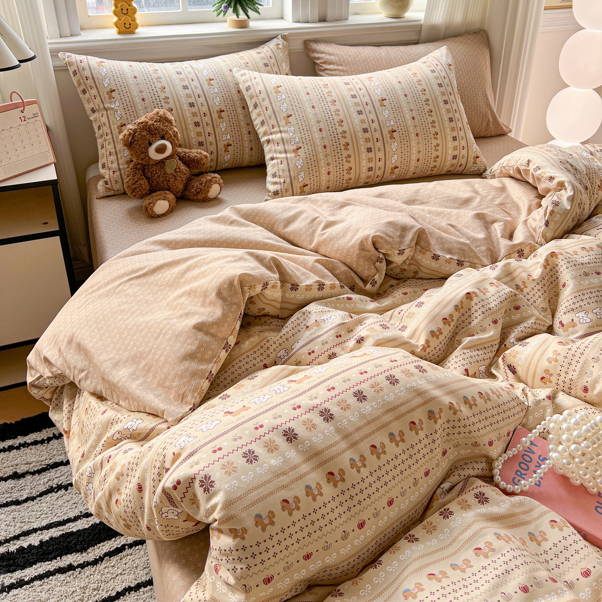 91家纺网 家纺一手货源 找家纺 盛馨家纺 2026年开学季春夏新品小清新全棉学生三件套四件套床笠四件套跑量款 尼诺