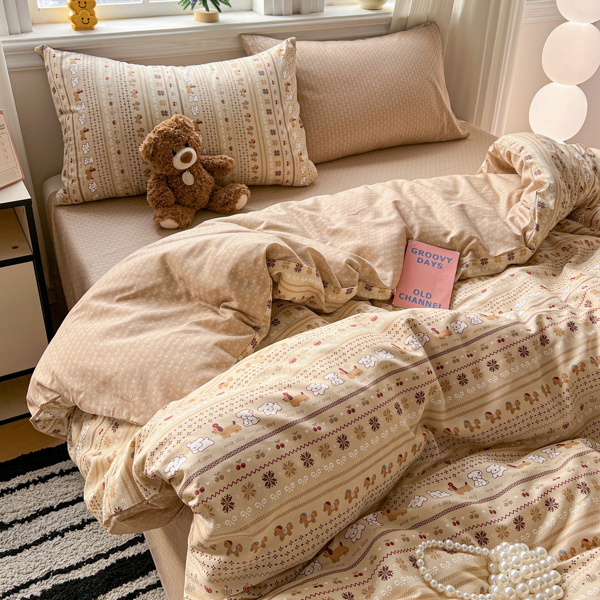 盛馨家纺 2026年开学季春夏新品小清新全棉学生三件套四件套床笠四件套跑量款 尼诺