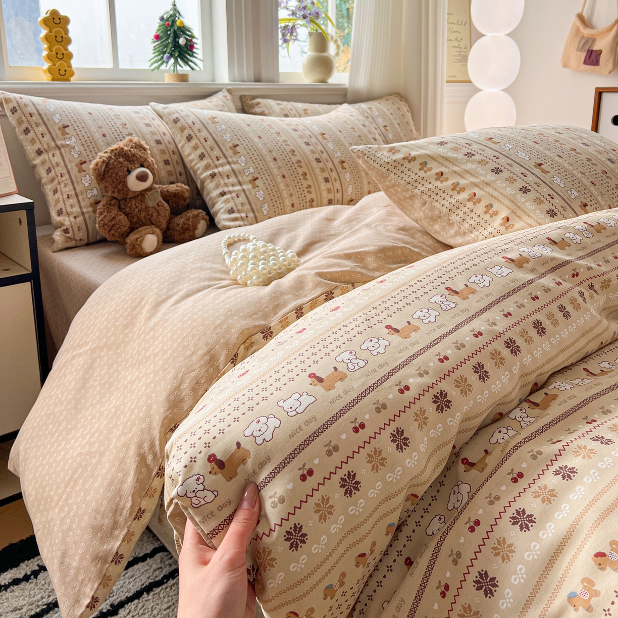 91家纺网 家纺一手货源 找家纺 盛馨家纺 2026年开学季春夏新品小清新全棉学生三件套四件套床笠四件套跑量款 尼诺