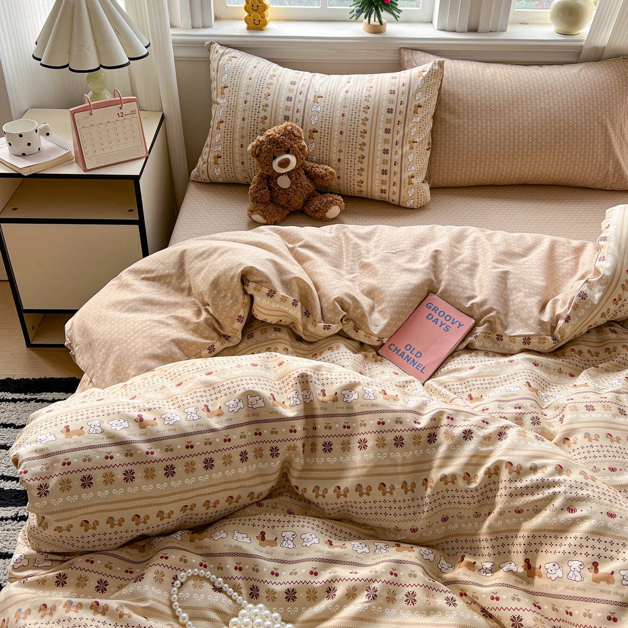 91家纺网 家纺一手货源 找家纺 盛馨家纺 2026年开学季春夏新品小清新全棉学生三件套四件套床笠四件套跑量款 尼诺