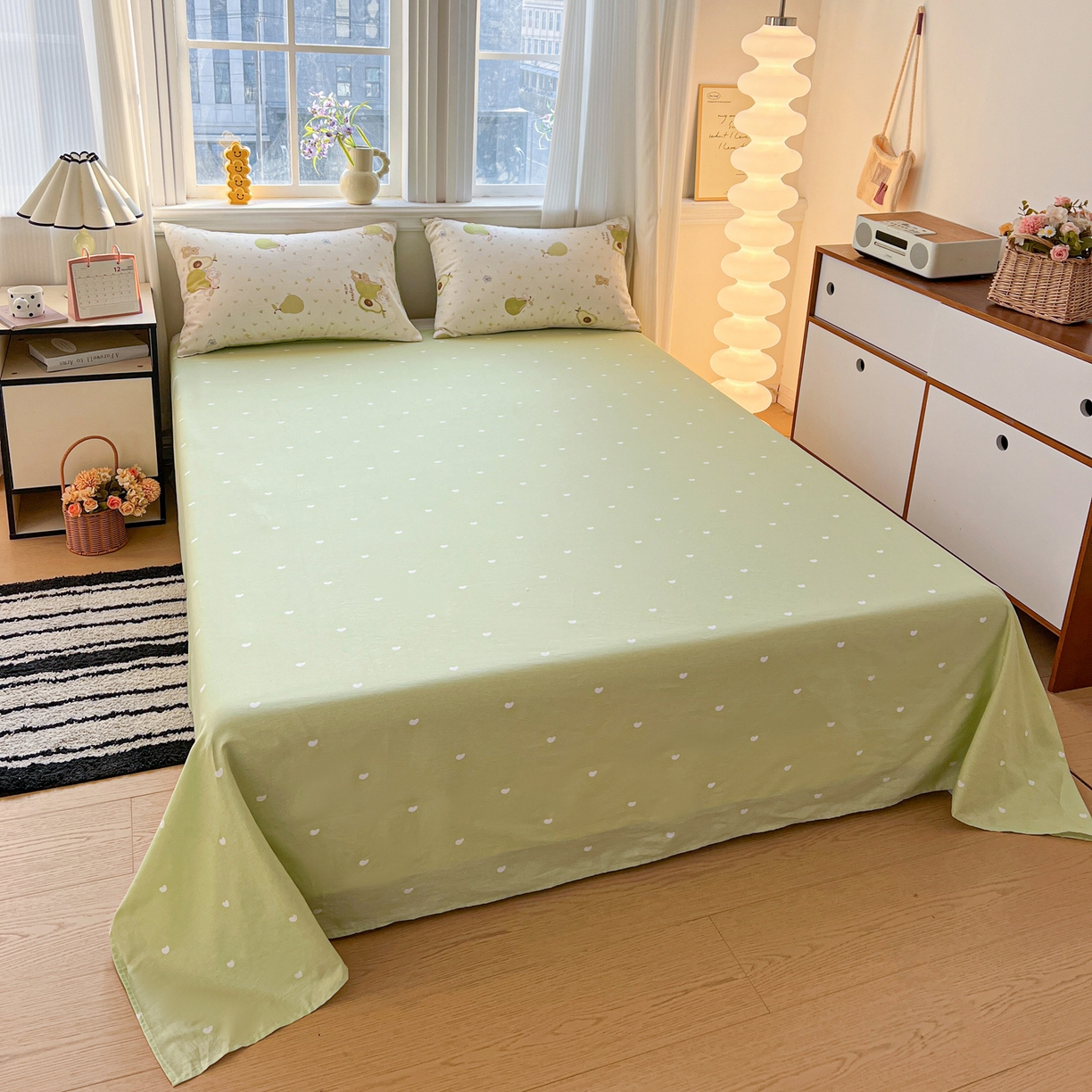 91家纺网 家纺一手货源 找家纺 盛馨家纺 2026年开学季春夏新品小清新全棉学生三件套四件套床笠四件套跑量款 牛油果兔