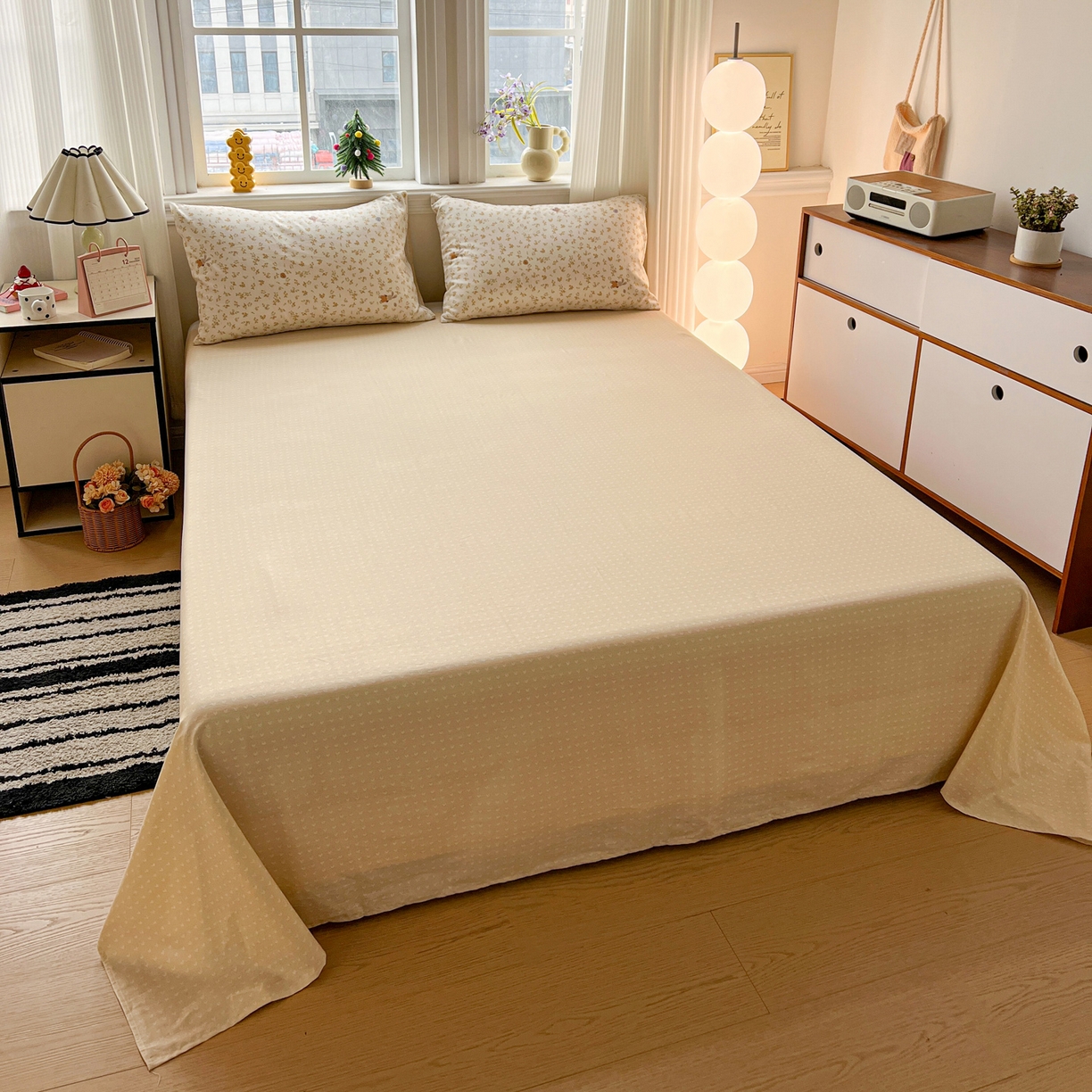 91家纺网 家纺一手货源 找家纺 盛馨家纺 2026年开学季春夏新品小清新全棉学生三件套四件套床笠四件套跑量款 碎花兔