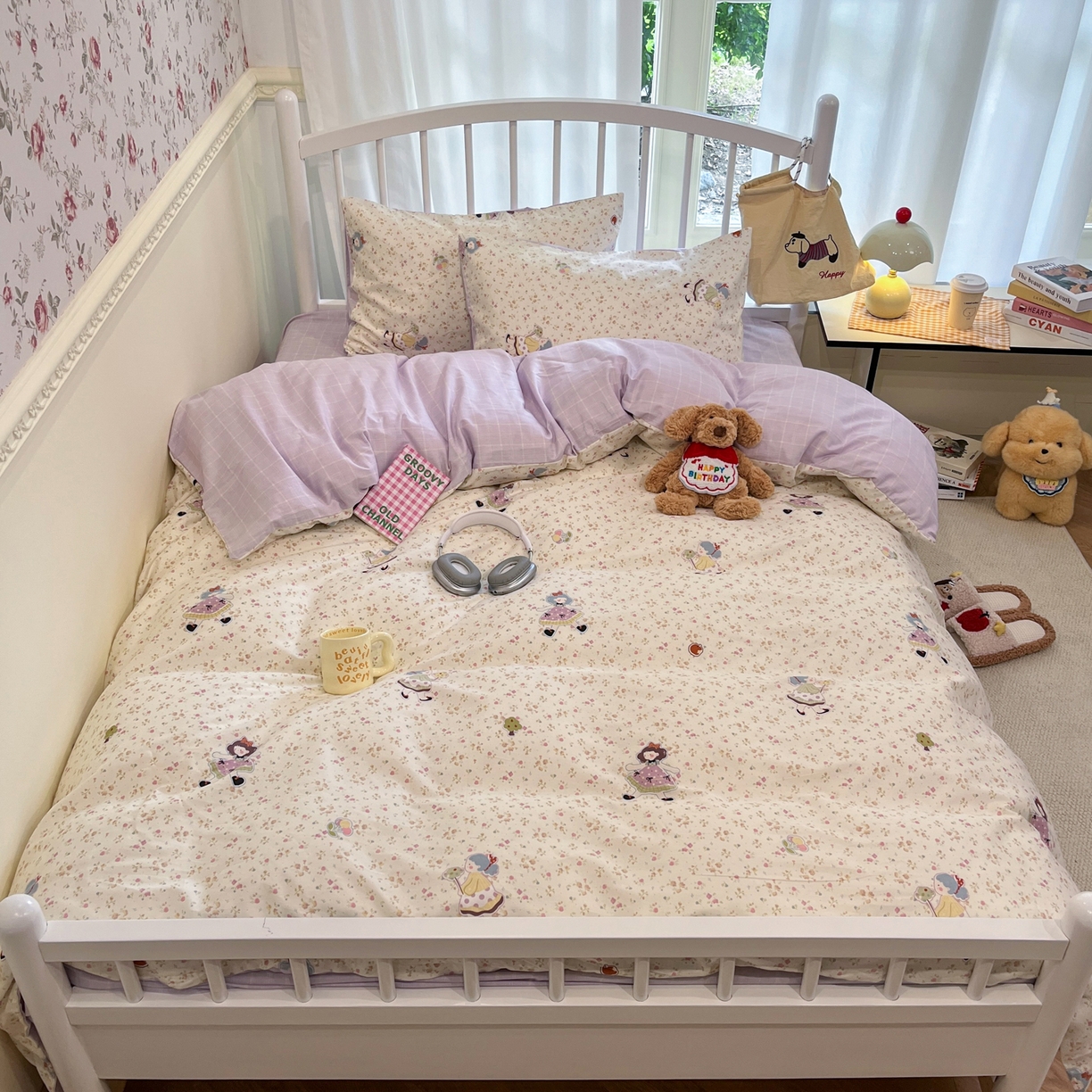 91家纺网 家纺一手货源 找家纺 盛馨家纺 2026年开学季春夏新品小清新全棉学生三件套四件套床笠四件套跑量款 田园公主