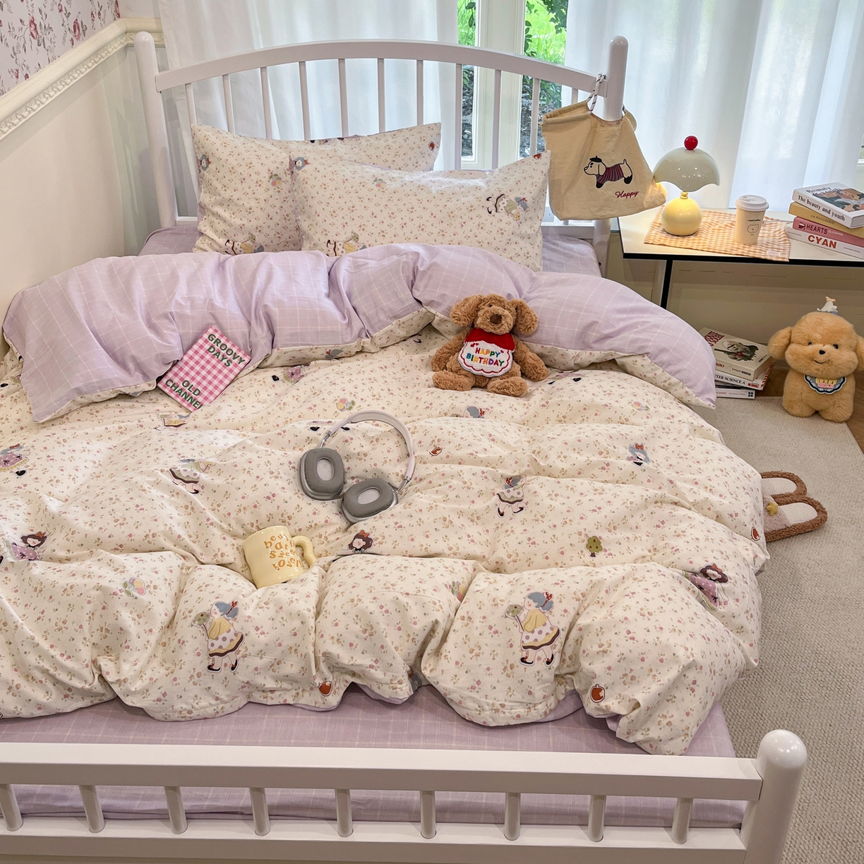 91家纺网 家纺一手货源 找家纺 盛馨家纺 2026年开学季春夏新品小清新全棉学生三件套四件套床笠四件套跑量款 田园公主