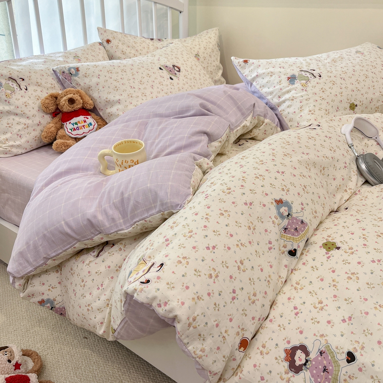 91家纺网 家纺一手货源 找家纺 盛馨家纺 2026年开学季春夏新品小清新全棉学生三件套四件套床笠四件套跑量款 田园公主