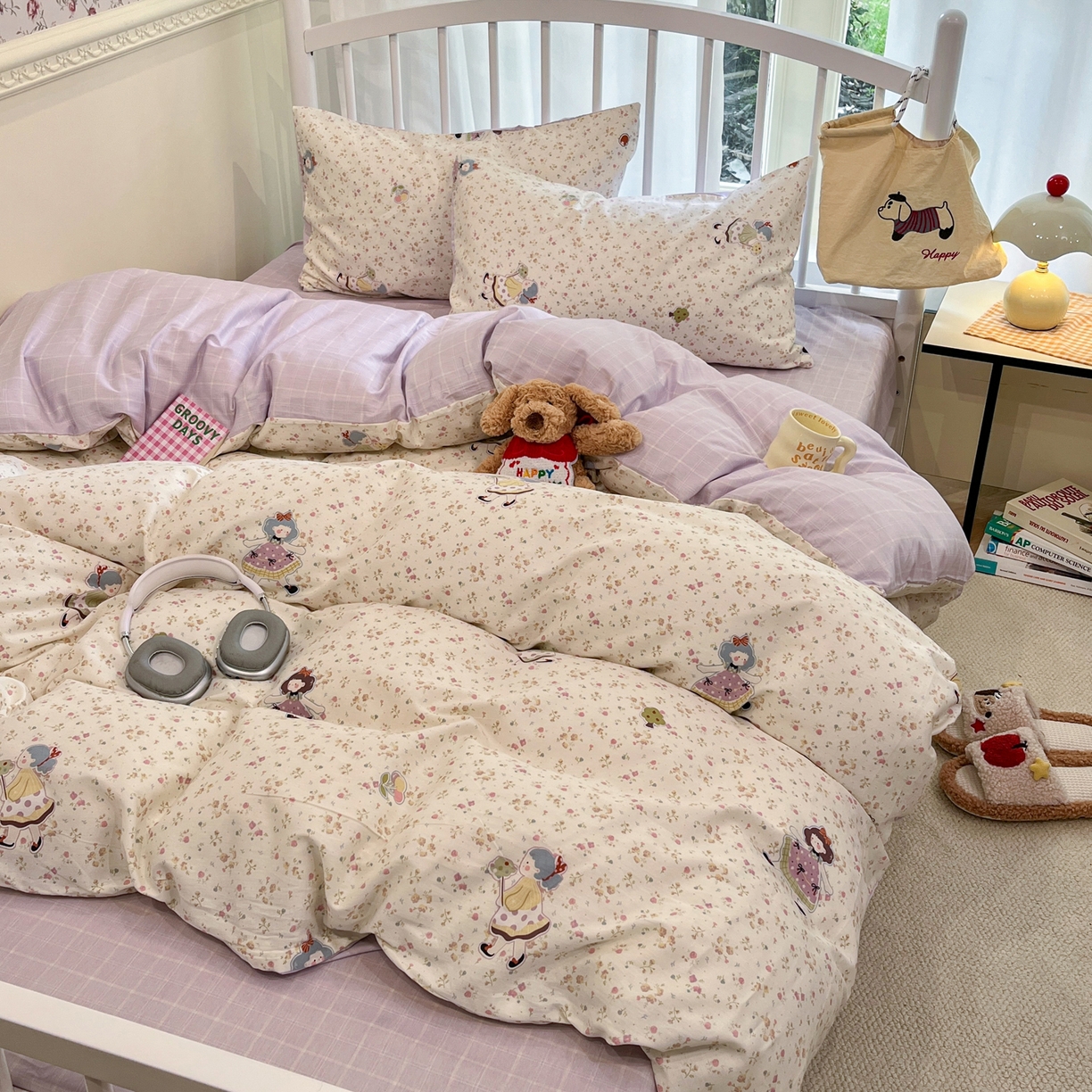 91家纺网 家纺一手货源 找家纺 盛馨家纺 2026年开学季春夏新品小清新全棉学生三件套四件套床笠四件套跑量款 田园公主