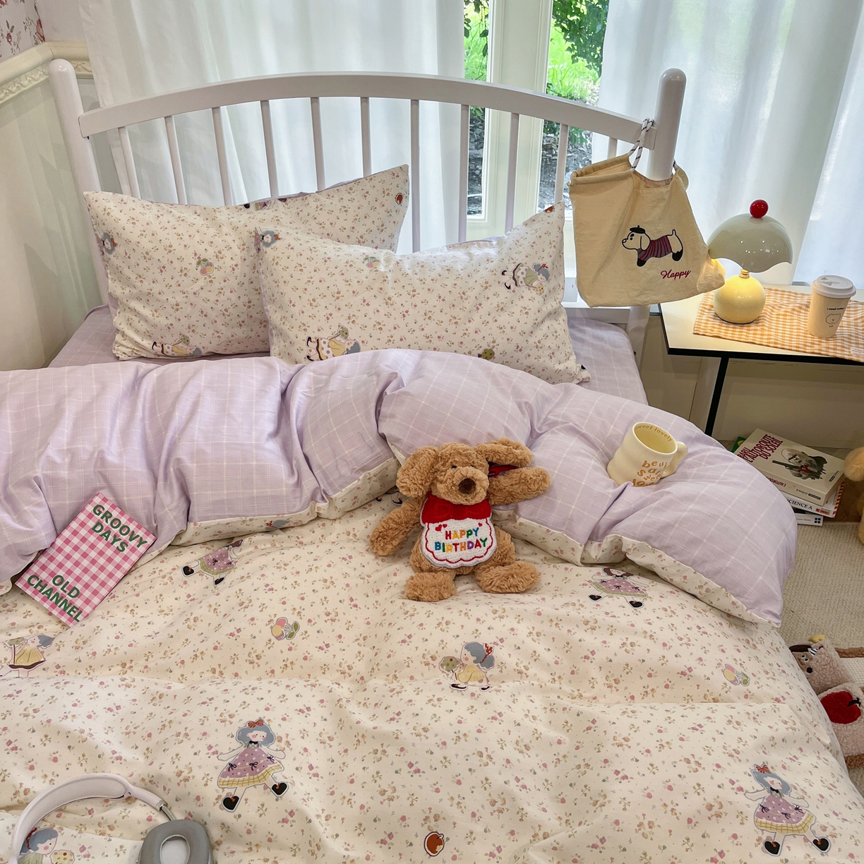 91家纺网 家纺一手货源 找家纺 盛馨家纺 2026年开学季春夏新品小清新全棉学生三件套四件套床笠四件套跑量款 田园公主