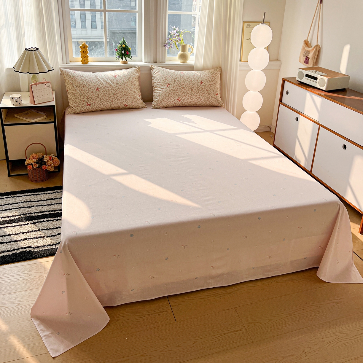 91家纺网 家纺一手货源 找家纺 盛馨家纺 2026年开学季春夏新品小清新全棉学生三件套四件套床笠四件套跑量款 小花蝴蝶