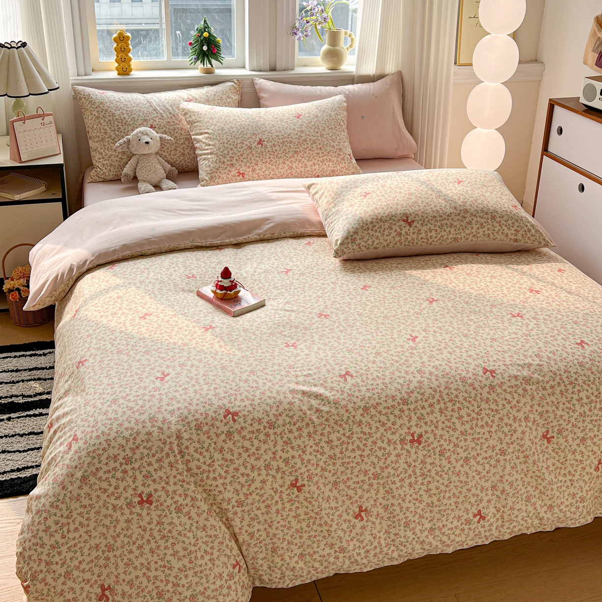 91家纺网 家纺一手货源 找家纺 盛馨家纺 2026年开学季春夏新品小清新全棉学生三件套四件套床笠四件套跑量款 小花蝴蝶