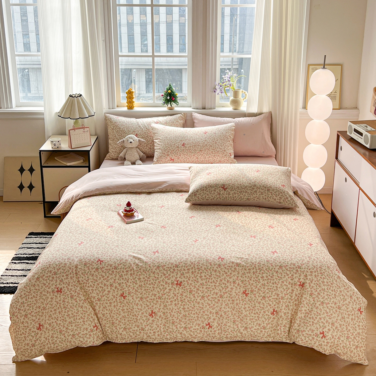 91家纺网 家纺一手货源 找家纺 盛馨家纺 2026年开学季春夏新品小清新全棉学生三件套四件套床笠四件套跑量款 小花蝴蝶