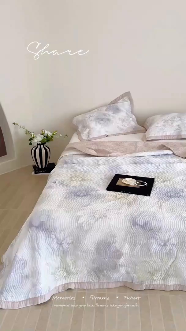 91家纺网 家纺一手货源 找家纺 （总）床盖工厂店 2026新款活性大版印花双面50天丝填充棉花床盖三件套