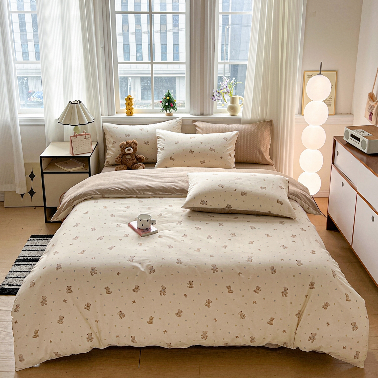 91家纺网 家纺一手货源 找家纺 盛馨家纺 2026年开学季春夏新品小清新全棉学生三件套四件套床笠四件套跑量款 幸运小熊