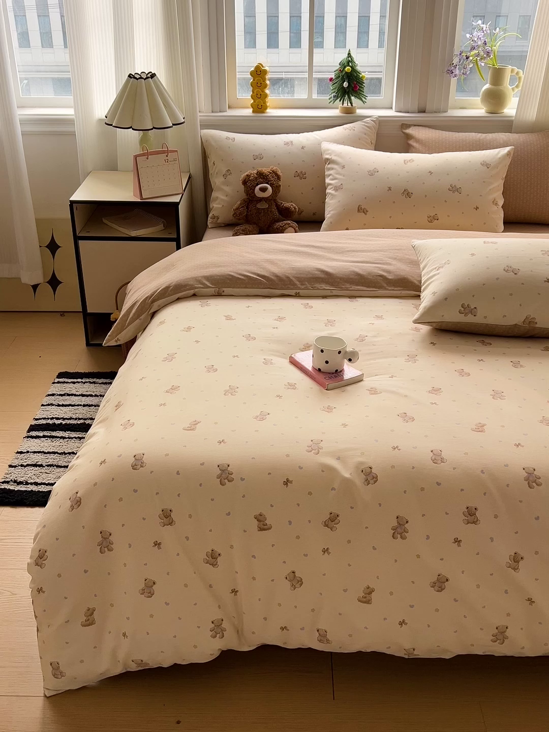 91家纺网 家纺一手货源 找家纺 盛馨家纺 2026年开学季春夏新品小清新全棉学生三件套四件套床笠四件套跑量款 幸运小熊