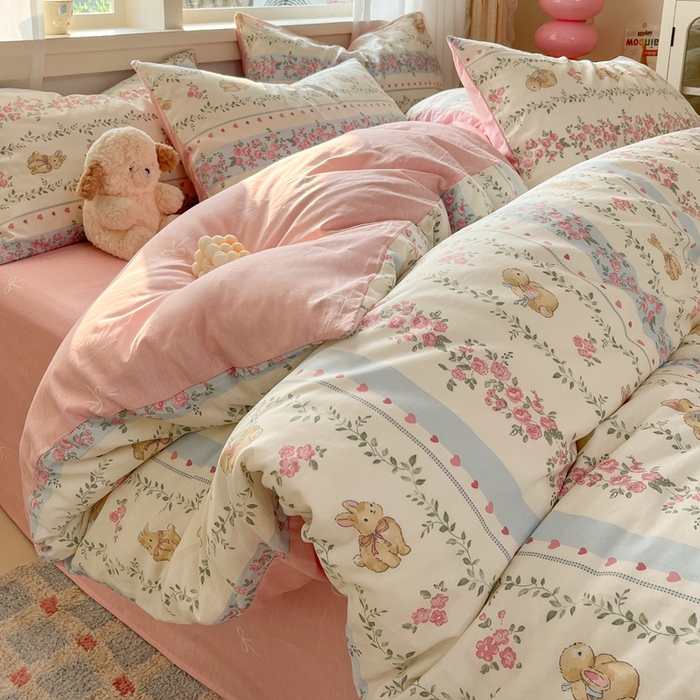 91家纺网 家纺一手货源 找家纺 （总）盛馨家纺 2026年开学季春夏新品小清新全棉学生三件套四件套床笠四件套跑量款